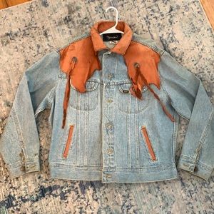 Vintage Lee Custom Embellished Western Denim Jacket. Size L.